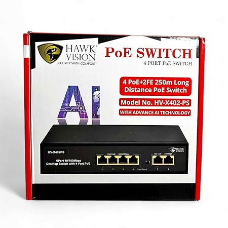 Hawk vision 4 Port POE , HV-X402-PS PoE Network Switch