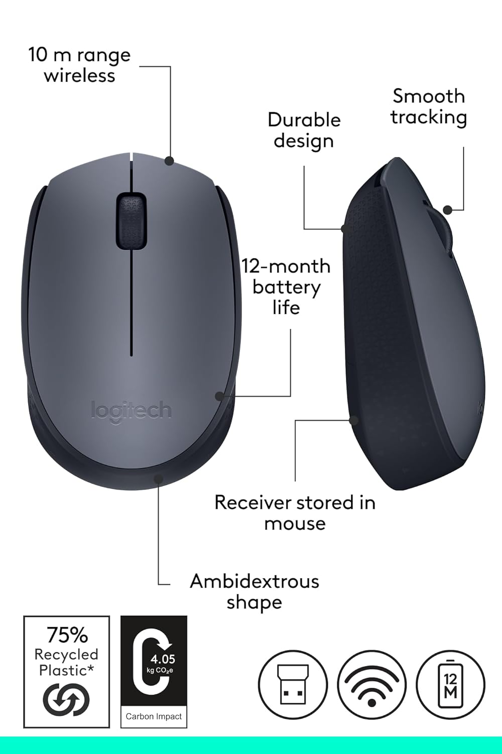 LOGITECH M170 WIRELESS MOUSE - Image 3